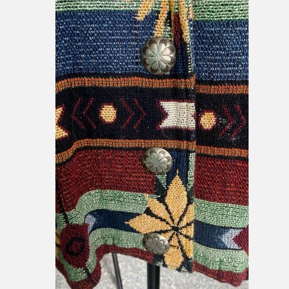 Vintage Painted Pony Western USA Made Jacket Woven Knit Tapestry Blazer One Size - Picture 10 of 12